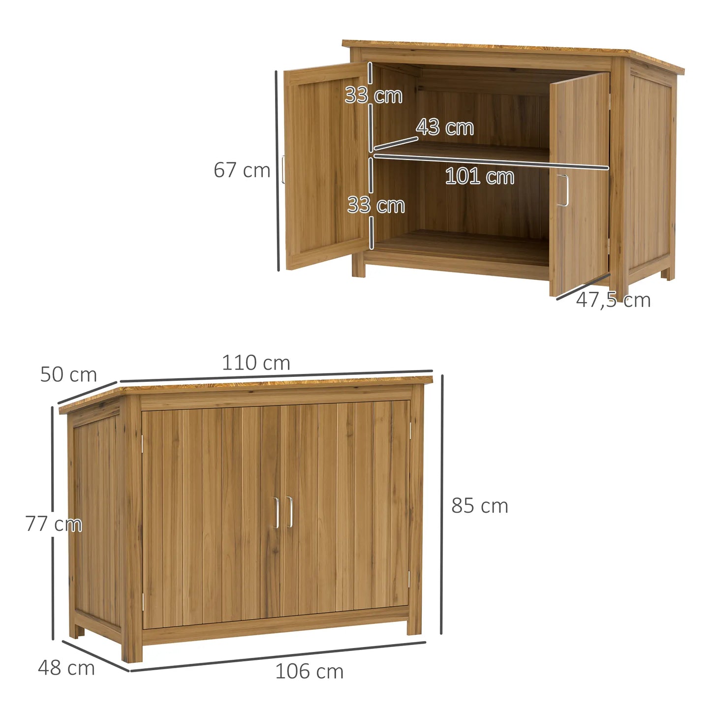 Nancy's Chosendo Tuinkast - Opbergkast voor buiten - Buitenkast - Bruin - Dennenhout - ± 110 x 50 x 77/85 cm