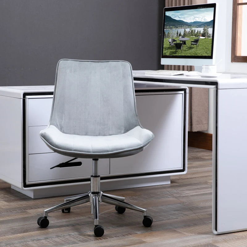 Nancy's Pearl Office Chair - Swivel Chair - Armchair - Wheels - Height Adjustable - 360 ° Rotatable - Gray - Velvet