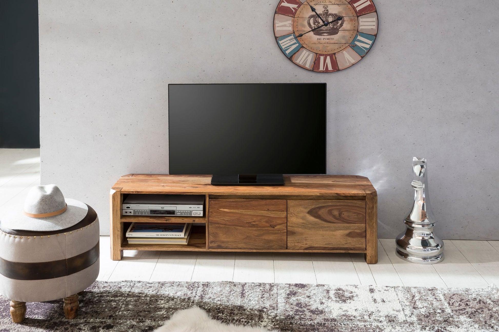 Nancy's Messegaes TV Kast - Massief houten TV Meubel - Sheesham Hout - 140 x 35 x 40 cm