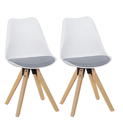 Nancy's Retro Wooden Eetkamerstoelen - Set van 2 - Wit / Grijs - Kunststof