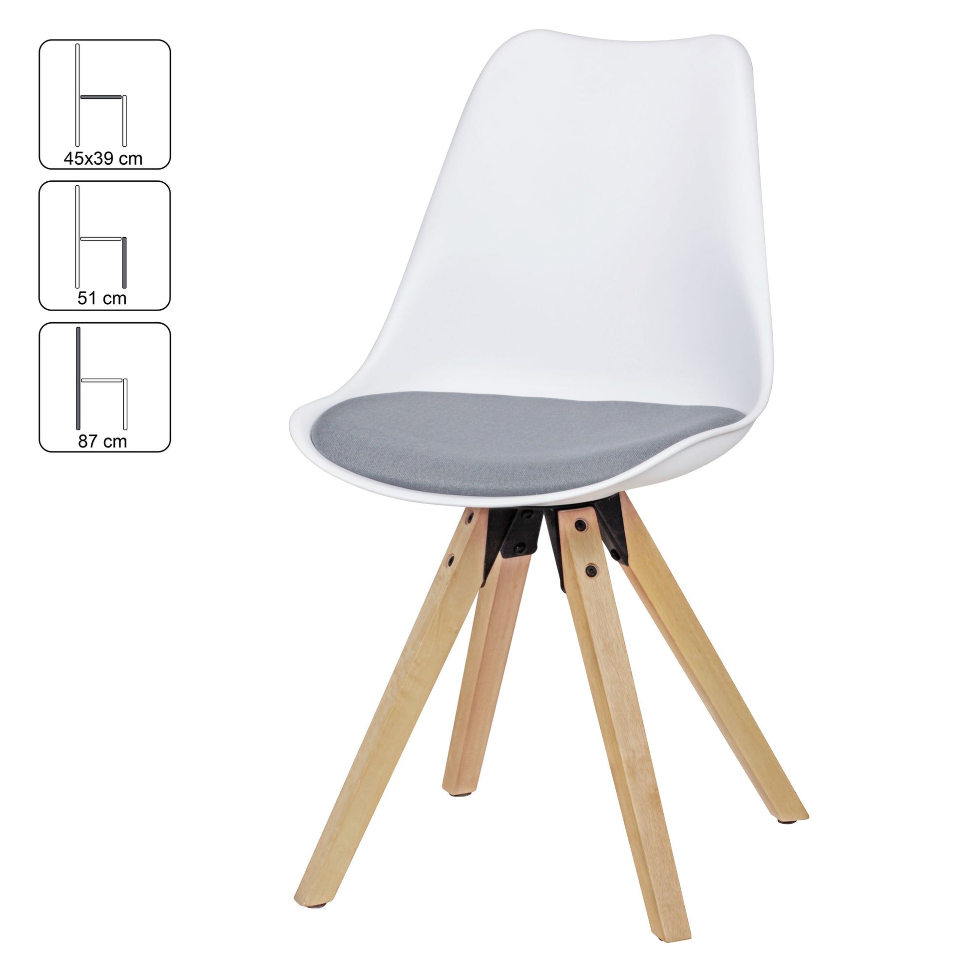 Nancy's Retro Wooden Eetkamerstoelen - Set van 2 - Wit / Grijs - Kunststof