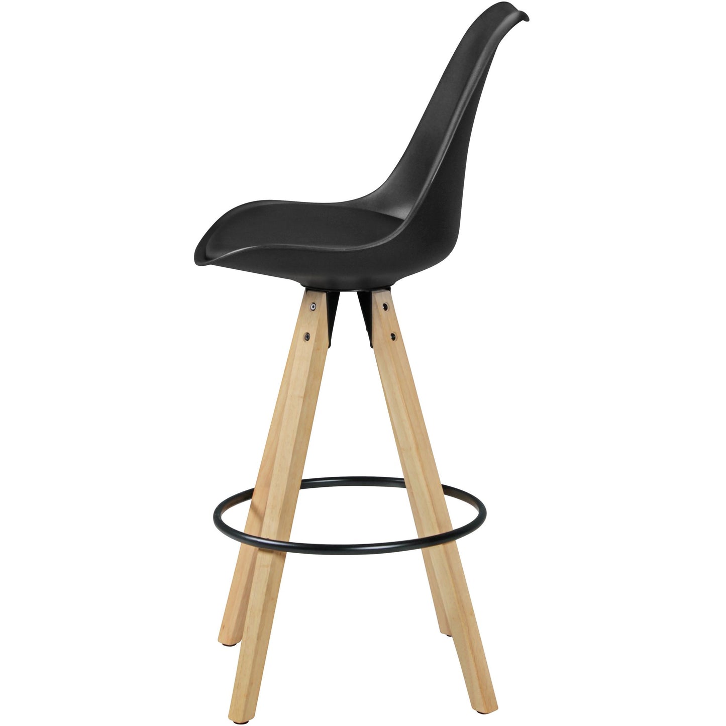 Tabourets de bar Branca de Nancy - Chaise de bar - Lot de 2 - - Ergonomique - Noir / Bois - Simili cuir