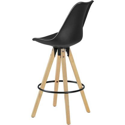 Tabourets de bar Branca de Nancy - Chaise de bar - Lot de 2 - - Ergonomique - Noir / Bois - Simili cuir