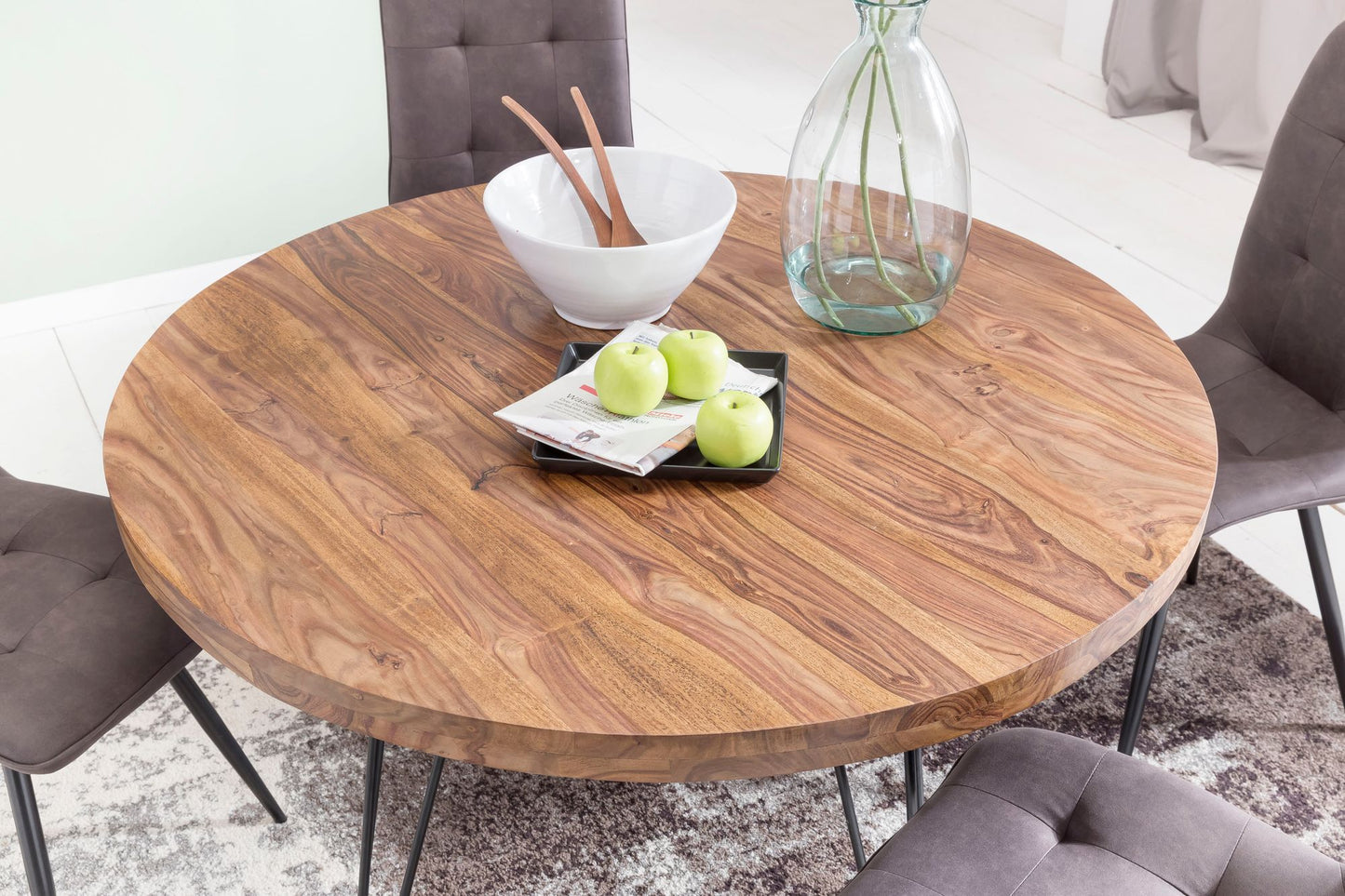 Nancy's Nogueira Eettafel Rond - Massieve Eetkamertafel - Sheesham hout - Ø 120 cm