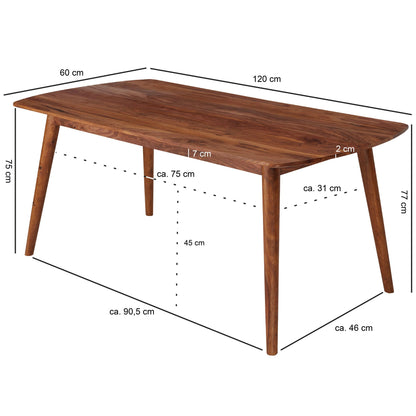 Nancy's Eagle Eettafel - Eetkamertafel - Keukentafel - Massief Sheesham Hout - ± 120 x 60 x 75 cm