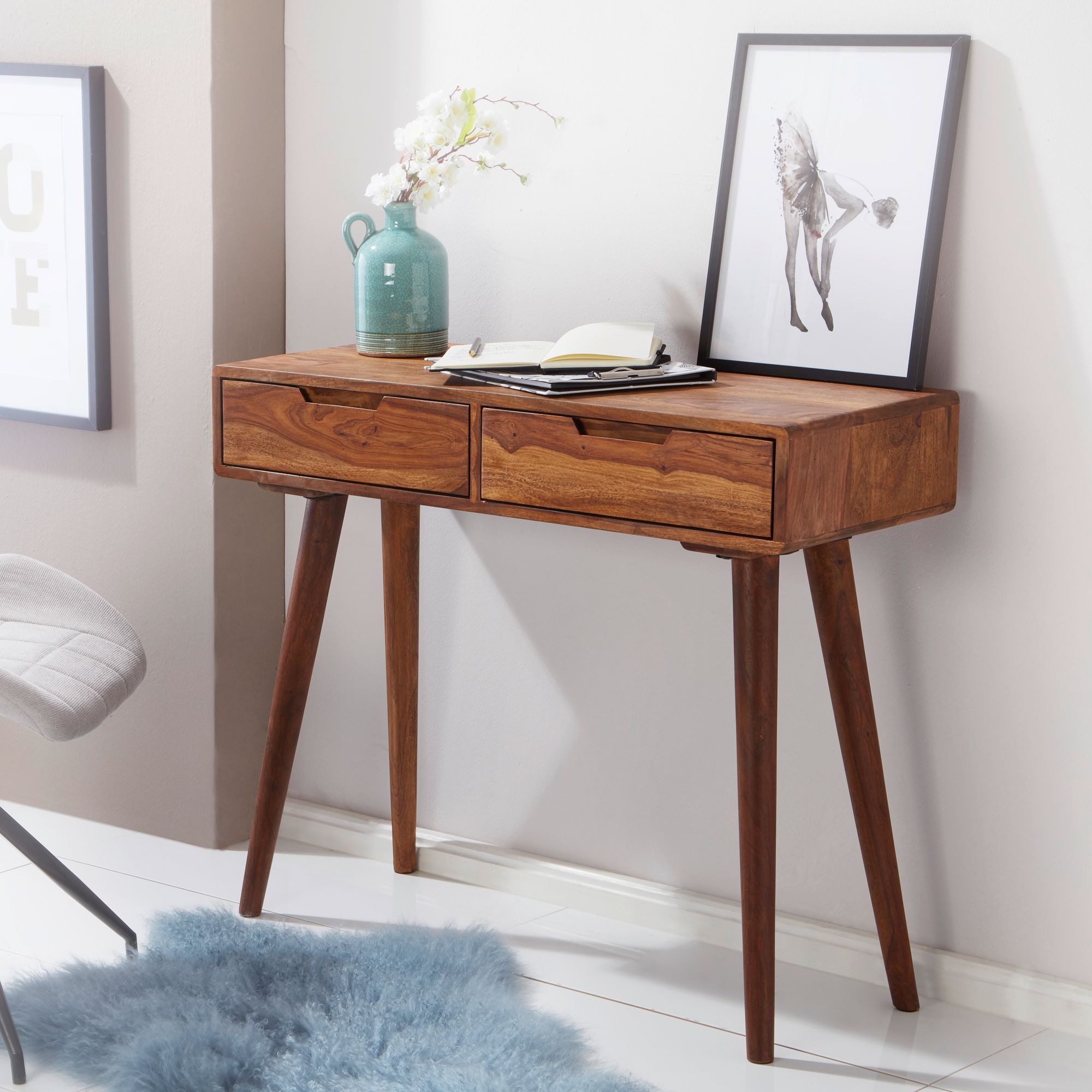 Nancy's Germil Sidetable - Consoletafel - Bijzettafel - Sheesham Hout - ± 90 x 75 x 35 cm