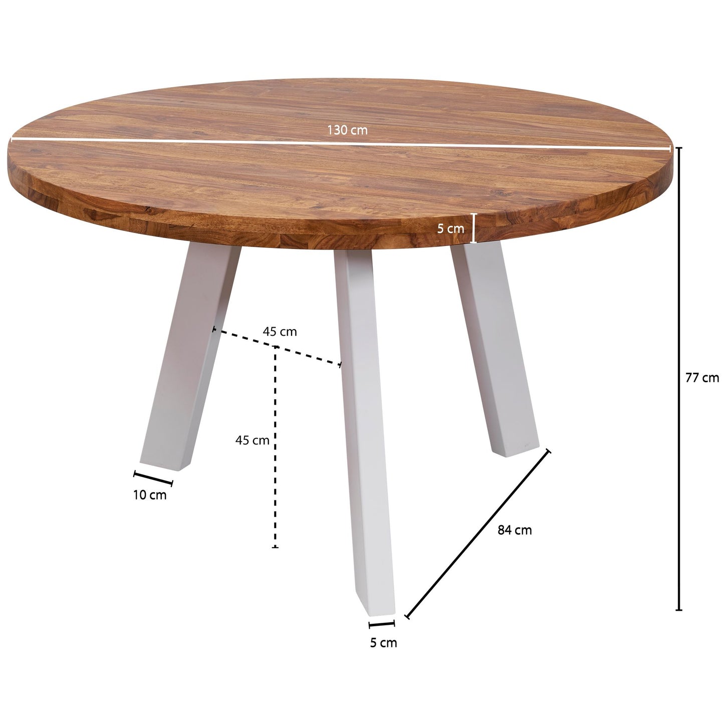 Nancy's Dining Table - Solid Wood Dining Table - Sheesham - Brown - 130 x 77 x 130 cm