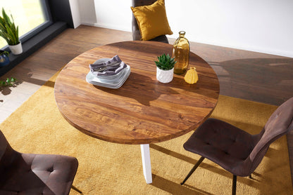 Nancy's Eetkamertafel - Massief Houten Eettafel - Sheesham - Bruin - 130 x 77 x 130 cm