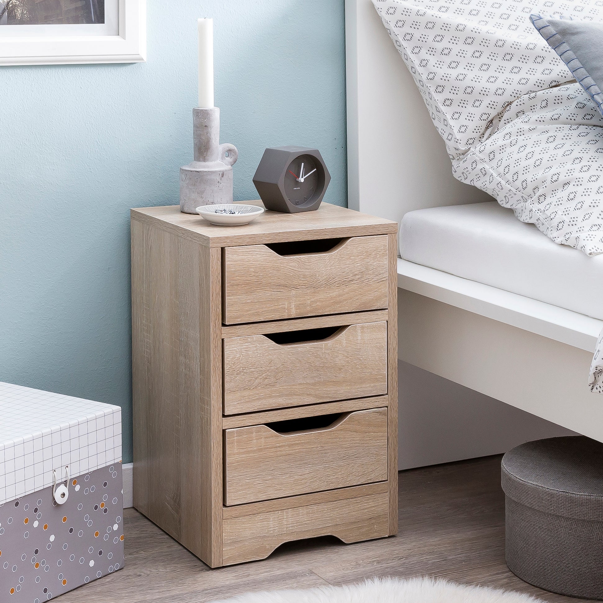 Nancy's Talhas Bedside Table - Side Table - Chest of Drawers - Sonoma - ± 30 x 30 x 50 cm