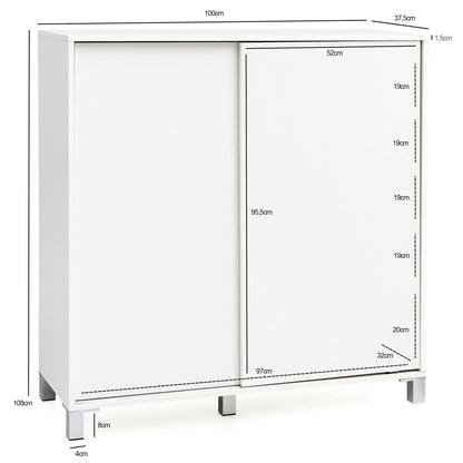 Nancy's Vimeiro Schoenenkast - Opbergkast - Schoenenrek - Wit - ± 100 x 40 x 110 cm