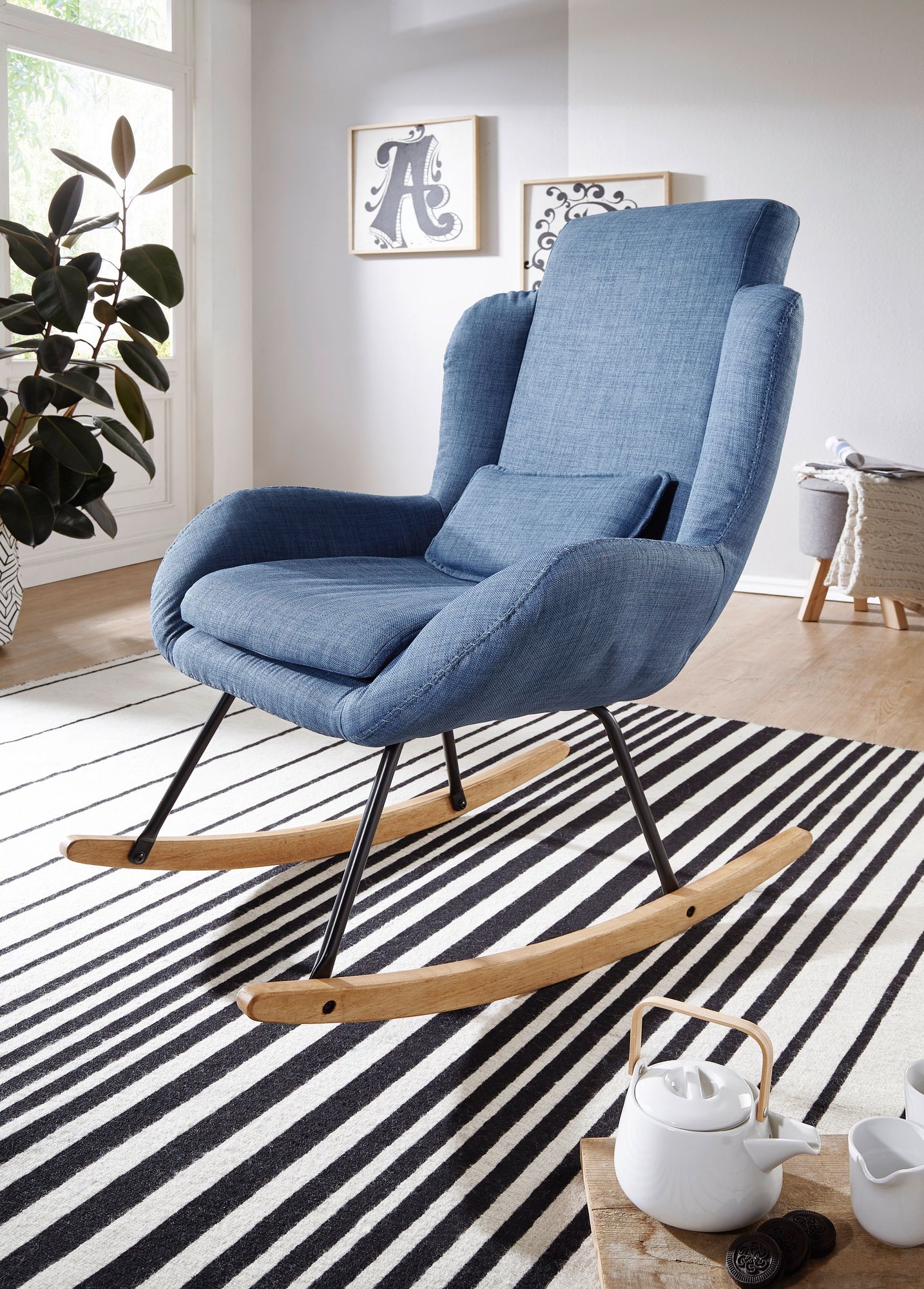 Nancy's Segura Schommelstoel - Relaxstoel - Loungestoel - Blauw