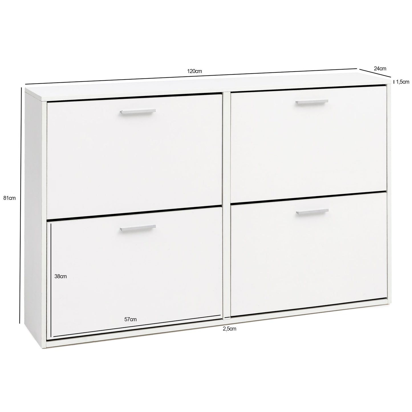 Nancy's Breguzzo Shoe Cabinet - Shoe Rack - White - ± 120 x 25 x 80 cm