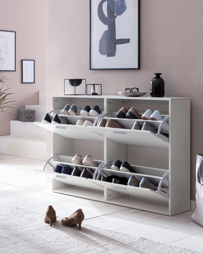 Nancy's Breguzzo Shoe Cabinet - Shoe Rack - White - ± 120 x 25 x 80 cm