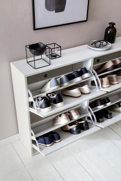 Nancy's Breguzzo Shoe Cabinet - Shoe Rack - White - ± 120 x 25 x 80 cm