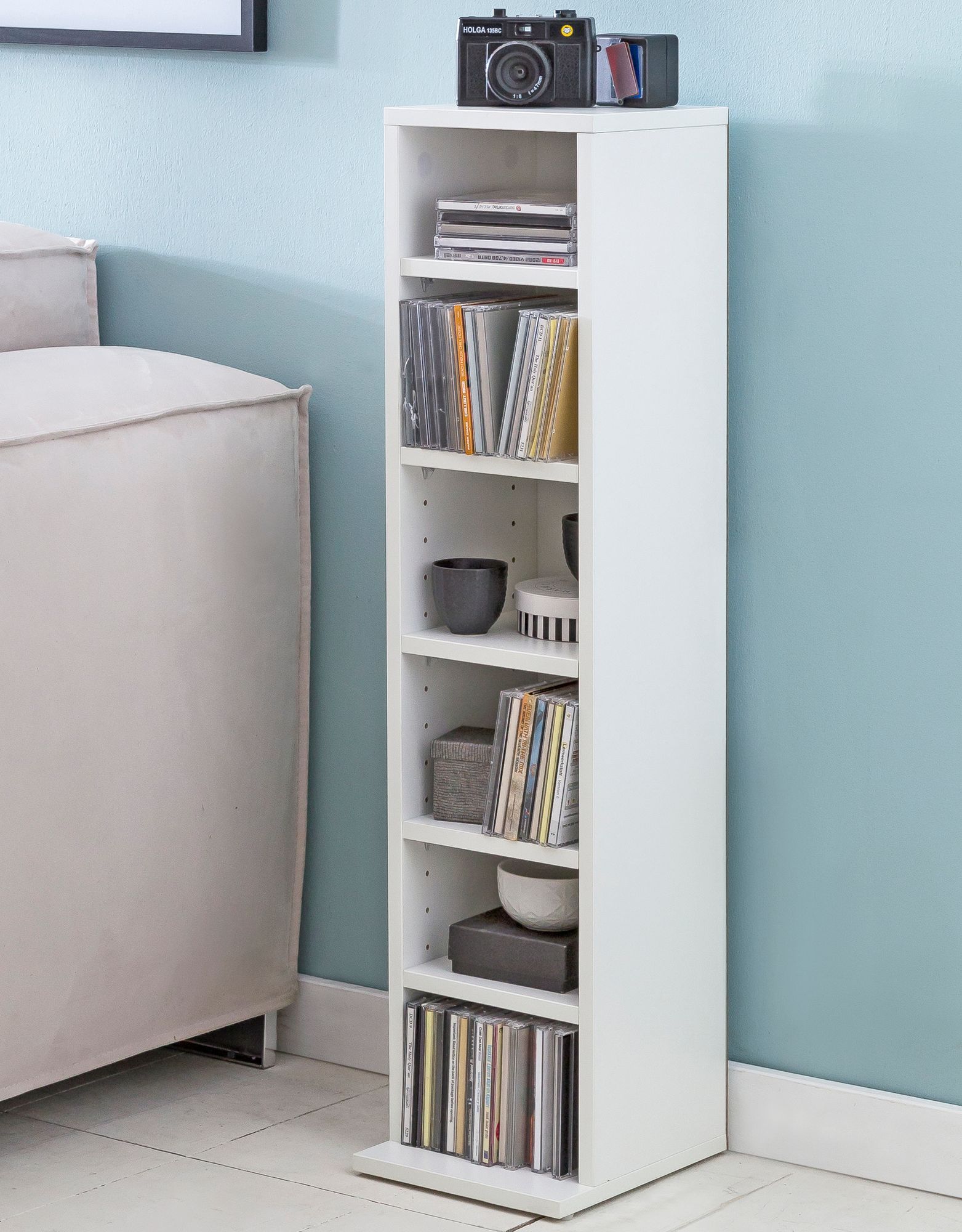 Nancy's Bookcase with 6 compartments - Storage cabinet - Compartment cabinet - White - ± 20 x 90 x 20 cm