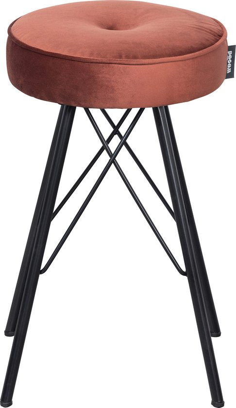 WOOOD Bella Tabouret - Tabouret de Bar - Velours - Rouge Brique