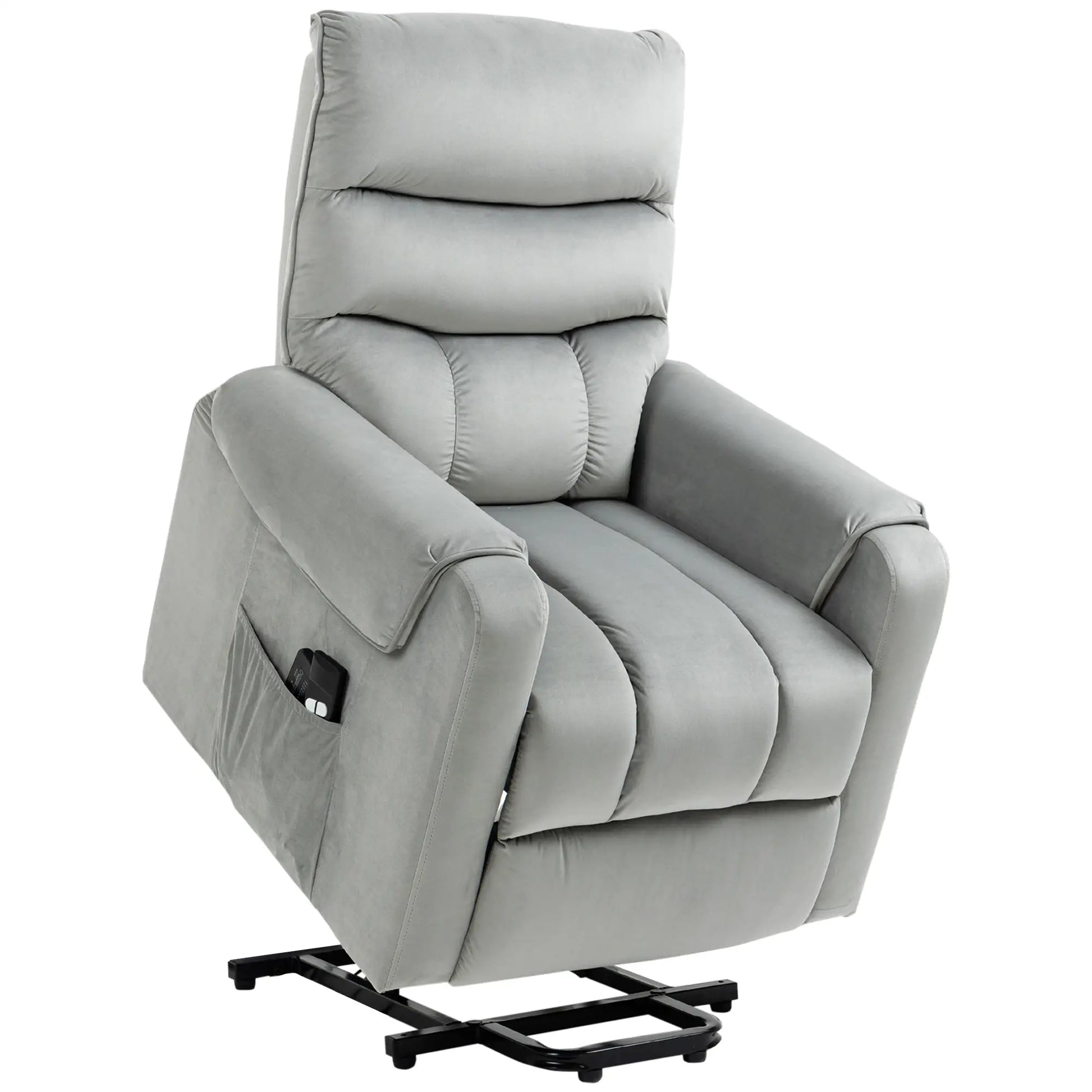 Nancy's Ruiva Sta op stoel - Opsta stoel - Seniorenstoel - Massagestoel - Relaxfauteuil - Grijs - Fluweel