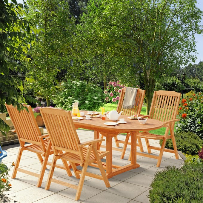 Nancy's Azurem Garden Chairs Set of 2 - Adjustable - Foldable - Ergonomic - Teak Wood