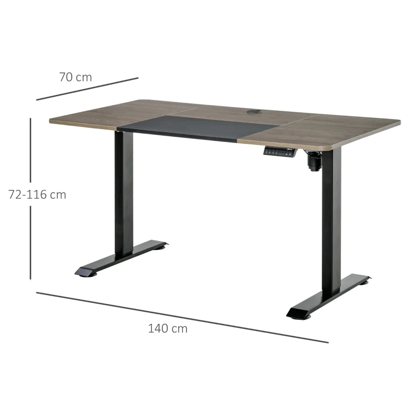 Nancy's Asciano Verstelbaar Bureau - Elektrisch Bureau - Zit-Sta Bureau - Naturel / Zwart - 140 x 70 x 72-116 cm