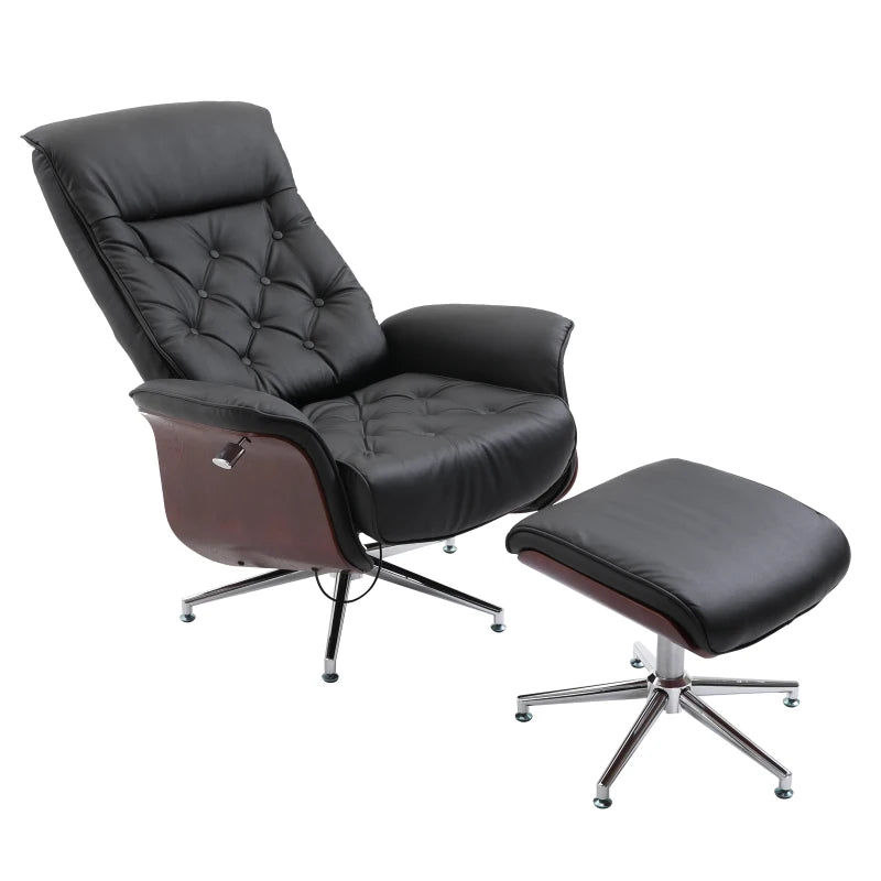 Nancy's Fementoes Relaxfauteuil - Relaxstoel - Ligstoel - Verstelbare Rugleuning - Draaibaar - Met Voetenbank - Zwart - Kunstleer