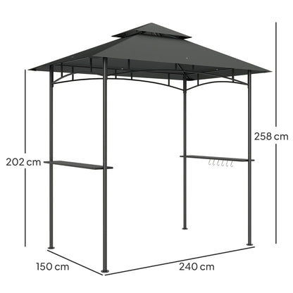 Nancy's Abetone Barbeque Paviljoen - Bbq overkapping - Bbq afdak - Grijs - ± 240 x 150 x 260 cm