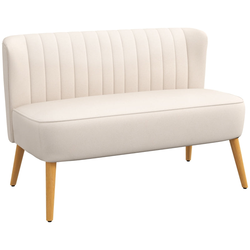 Nancy's Hessie Retro design 2-seater sofa, wooden legs, 117 cm x 56.5 cm x 77 cm, cream white