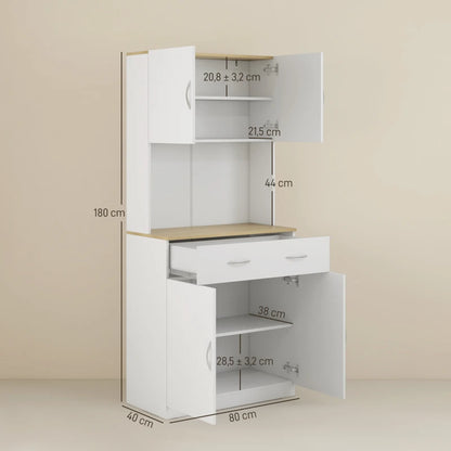 Nancy's Albettone Kitchen Cabinet Freestanding - Storage Cabinet - Microwave Cabinet - White - 80 x 40 x 180 cm