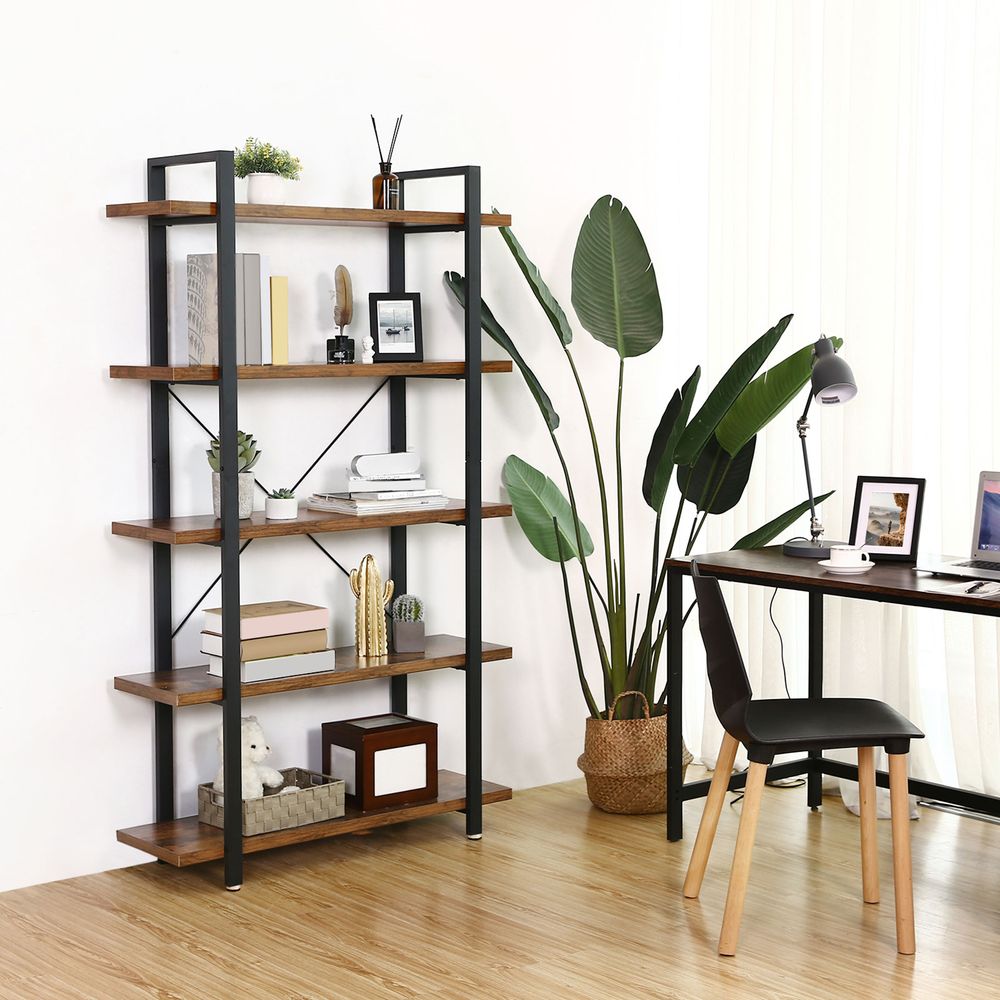 Nancy's Barisado Wall Cabinet - Bookcase - Brown / Black - ± 105 x 35 x 180 cm