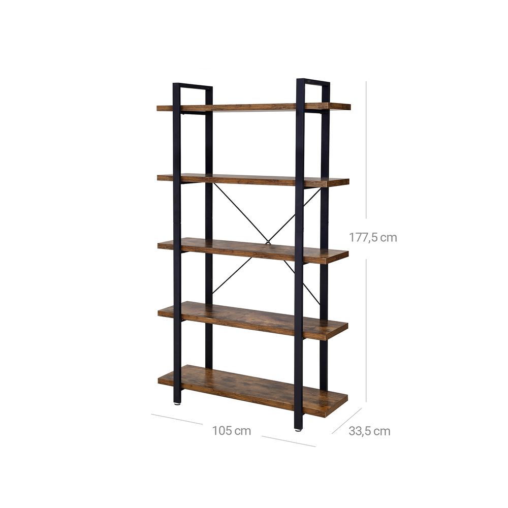 Nancy's Barisado Wall Cabinet - Bookcase - Brown / Black - ± 105 x 35 x 180 cm