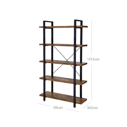 Nancy's Barisado Wall Cabinet - Bookcase - Brown / Black - ± 105 x 35 x 180 cm