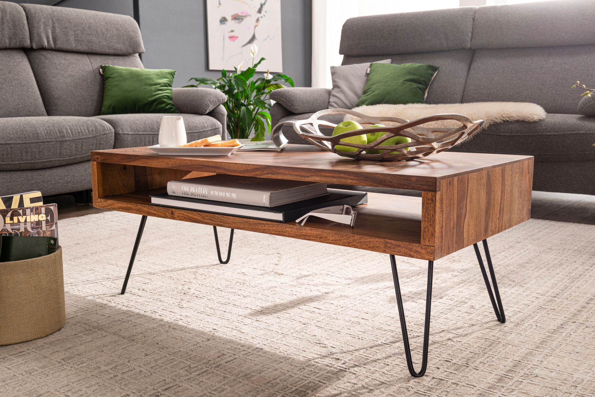 Nancy's Trumado Coffee Table - Coffee Table - Brown / Black - Sheesham Wood / Steel - 100 x 50 x 40 cm