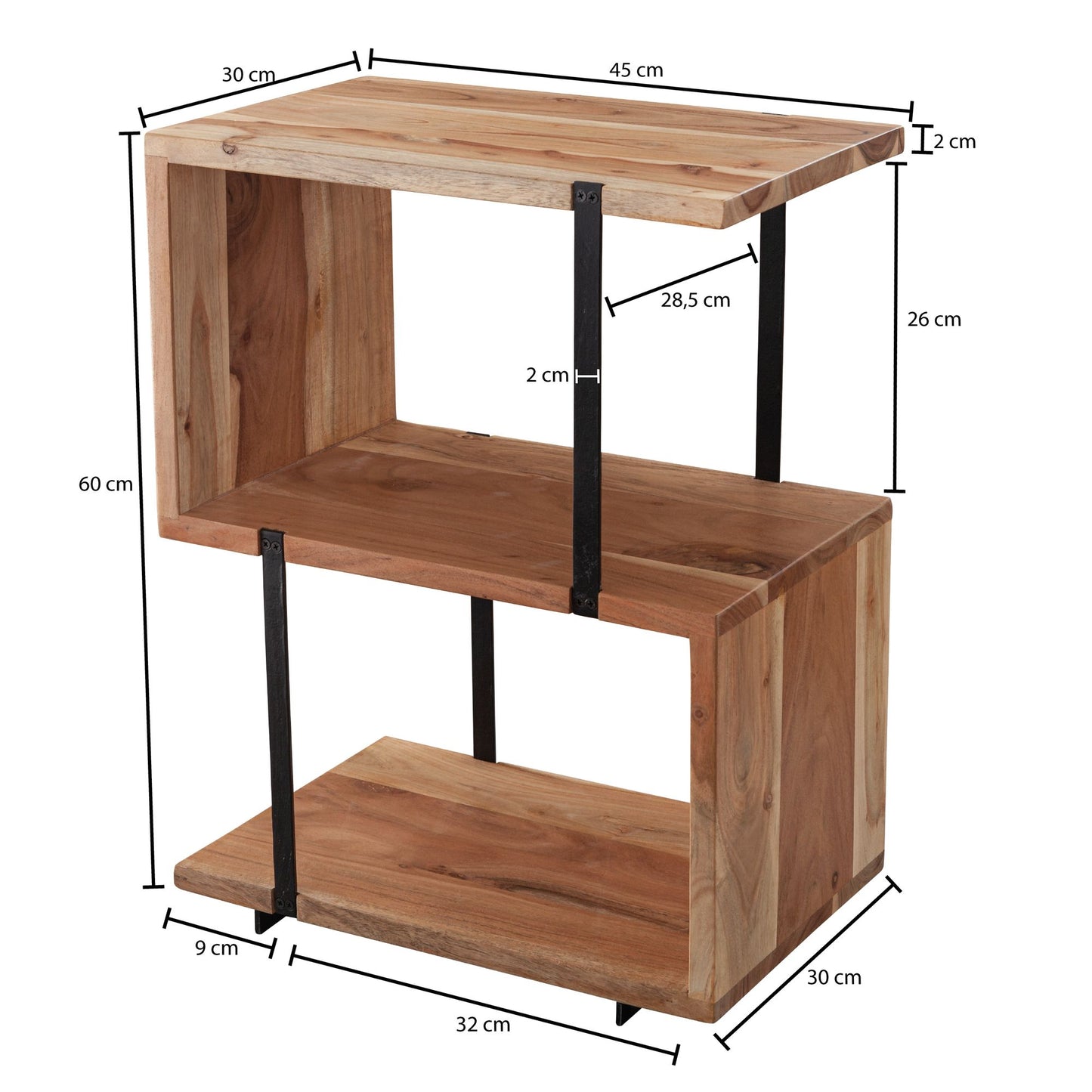 Nancy's Indava bijzettafel - Koffietafel - Bijzettafels - Natuurlijk - Massief Acaciahout - 45 x 30 x 60 cm