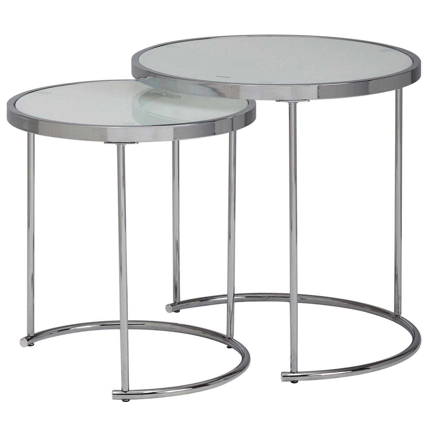 Nancy's Turquel Salontafel Set - Bijzettafel Set - Koffietafel - Wit / Zilver - Gehard Glas / Staal