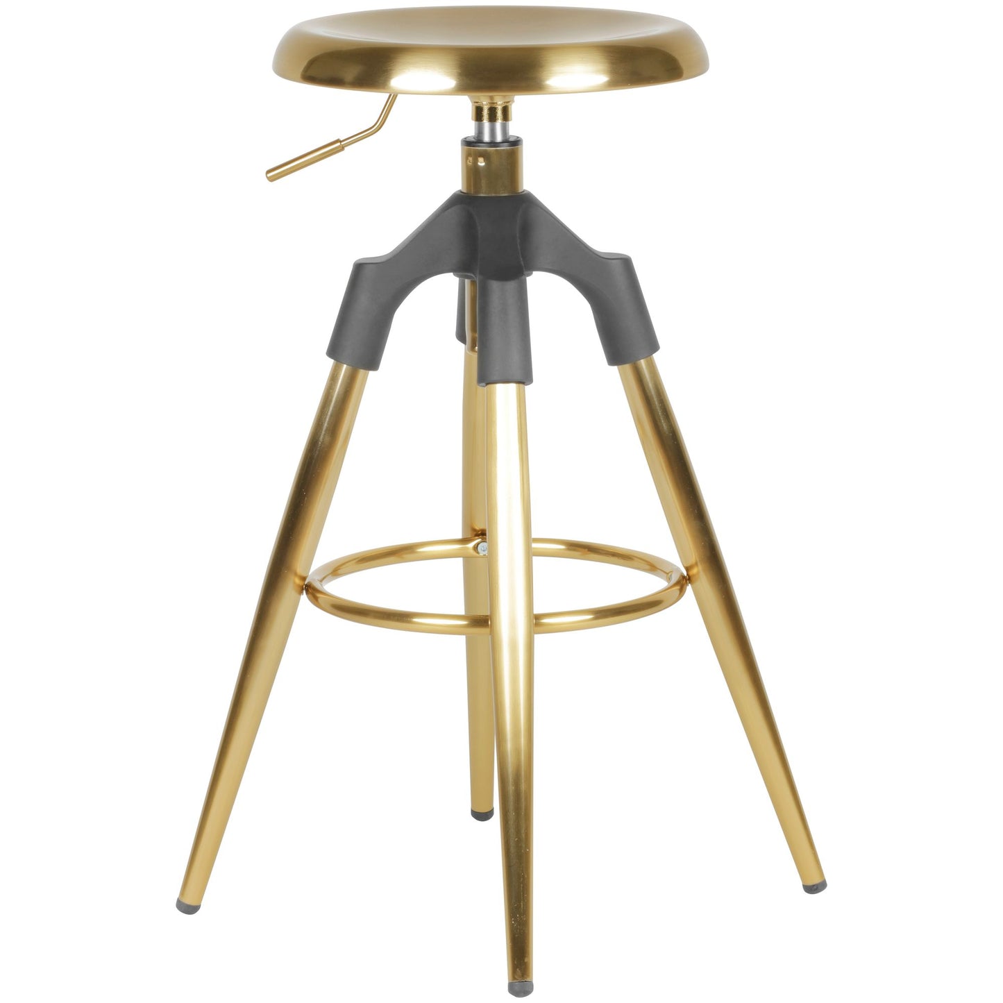 Nancy's Riachos Bar Stool - Industrial - Gold - Steel - Height adjustable - Ø 53 x 72-80 cm