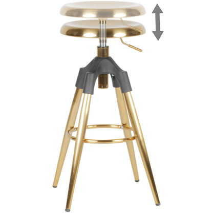 Nancy's Riachos Bar Stool - Industrial - Gold - Steel - Height adjustable - Ø 53 x 72-80 cm