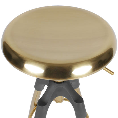 Nancy's Riachos Bar Stool - Industrial - Gold - Steel - Height adjustable - Ø 53 x 72-80 cm