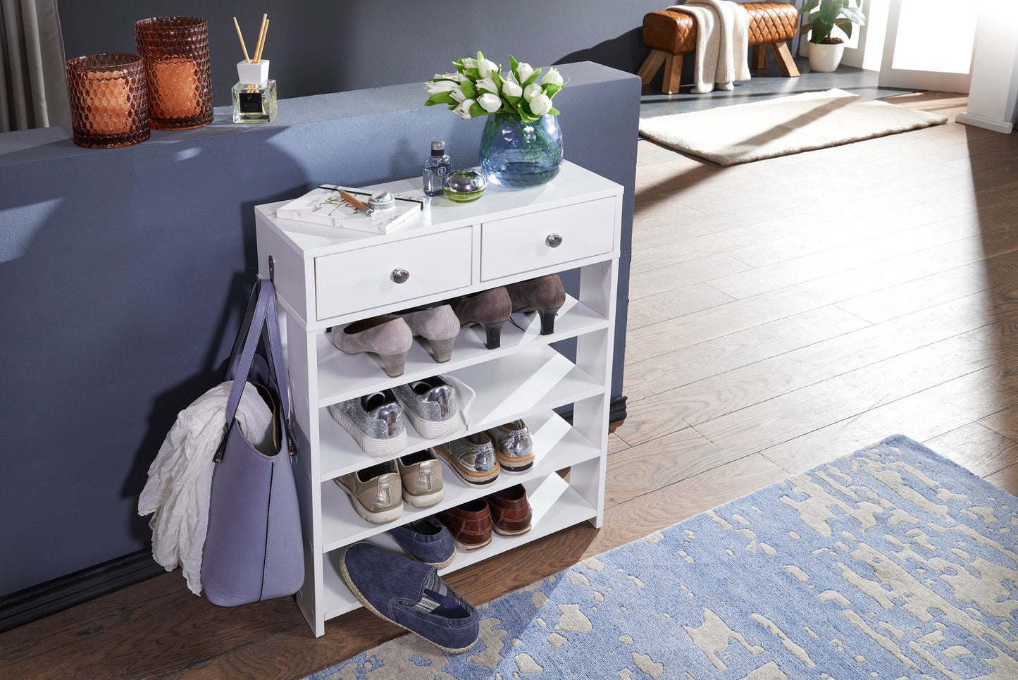 Nancy's Boracciano Shoe Cabinet - Shoe Rack - White - ± 60 x 25 x 80 cm