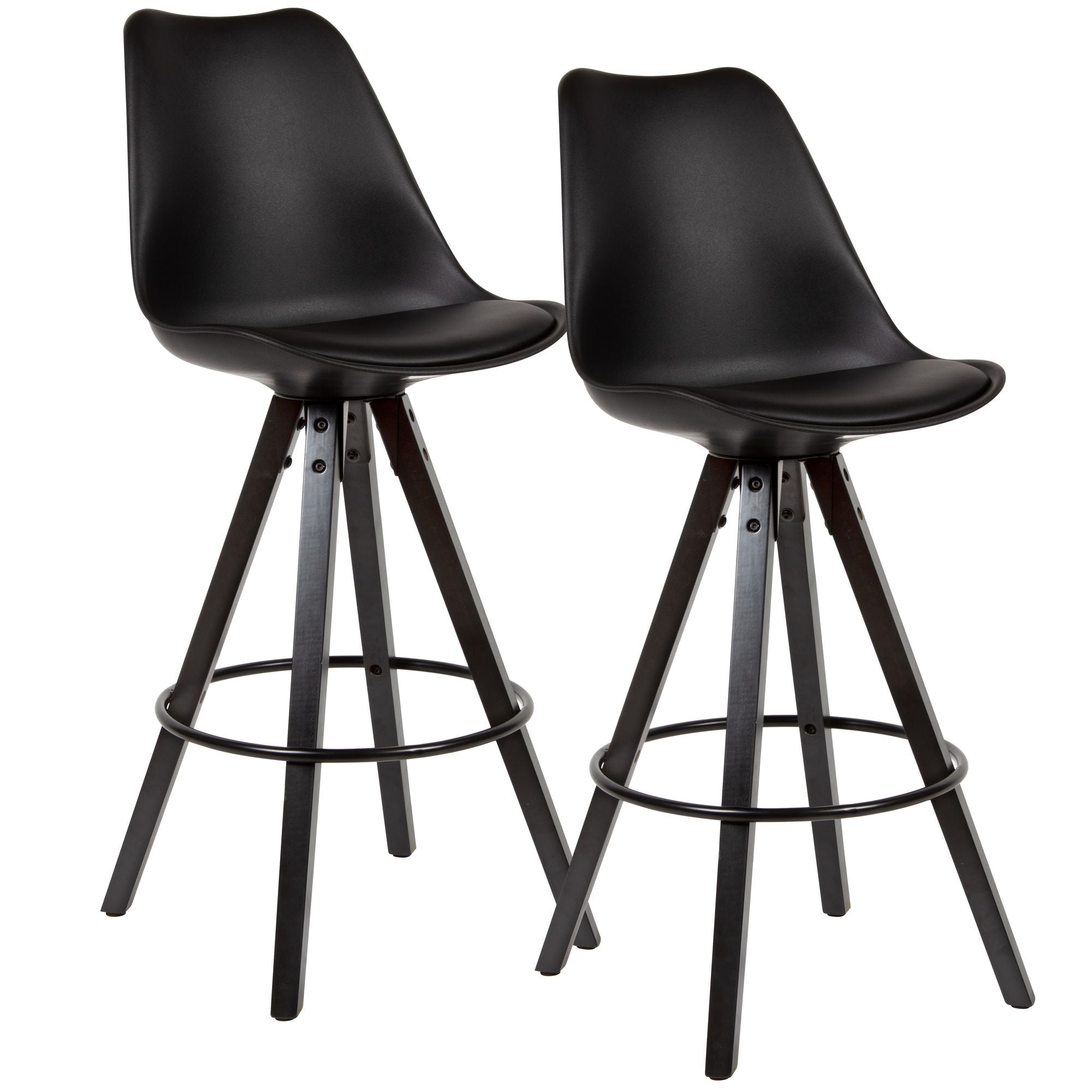 Nancy's Branca Bar Stools - Bar Chair - Set of 2 - Ergonomic - Black - Faux leather