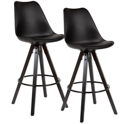 Tabourets de bar Branca de Nancy - Chaise de bar - Lot de 2 - Ergonomique - Noir - Simili cuir