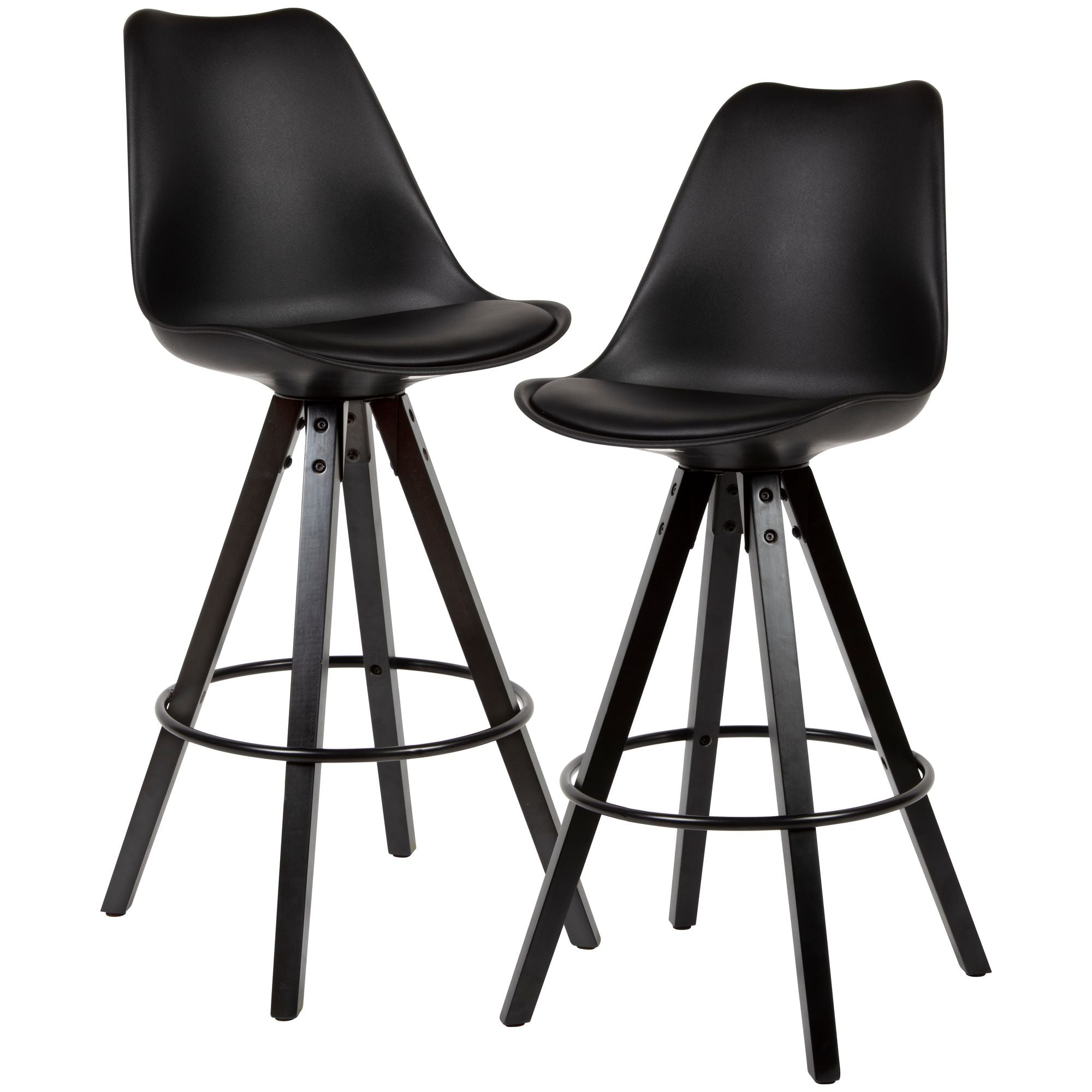 Nancy's Branca Bar Stools - Bar Chair - Set of 2 - Ergonomic - Black - Faux leather