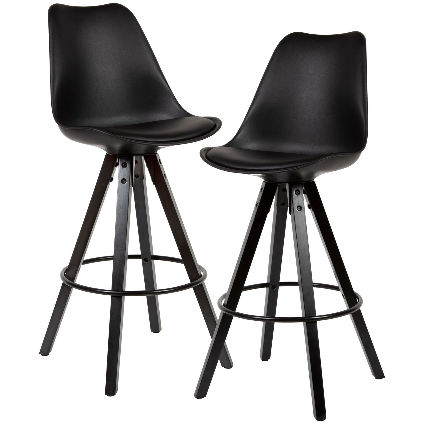 Tabourets de bar Branca de Nancy - Chaise de bar - Lot de 2 - Ergonomique - Noir - Simili cuir