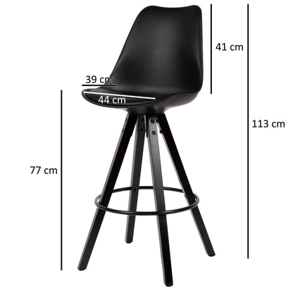 Tabourets de bar Branca de Nancy - Chaise de bar - Lot de 2 - Ergonomique - Noir - Simili cuir