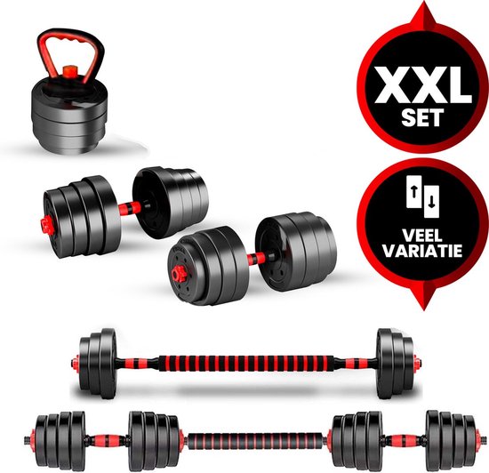 Venom Sports verstelbare dumbbell set inclusief kettlebell 30KG