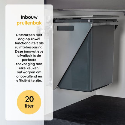 Eleganca Inbouw prullenbak - Inbouw afvalemmer - Inbouw afvalbak - Inbouw vuilnisbak 20 liter