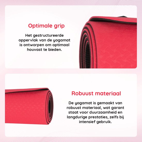 New Sports Fitness mat - Yogamat - Sportmat met anti-slip - Roze - Zwart