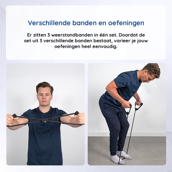 Take Care Set van 3 niveaus weerstandbanden - fitness elastieken - expanders met handgreep