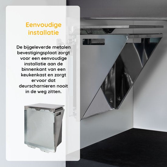 Eleganca Inbouw prullenbak - Inbouw afvalemmer - Inbouw afvalbak - Inbouw vuilnisbak 20 liter