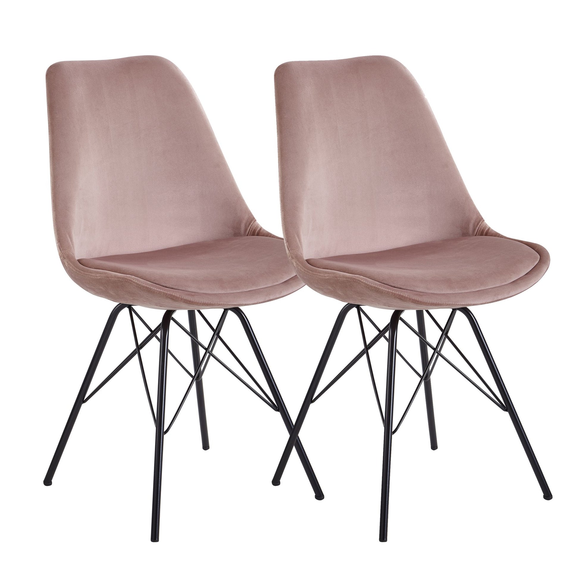 Nancy's Infias Eetkamerstoelen - Set van 2 - Roze / Zwart - Fluweel