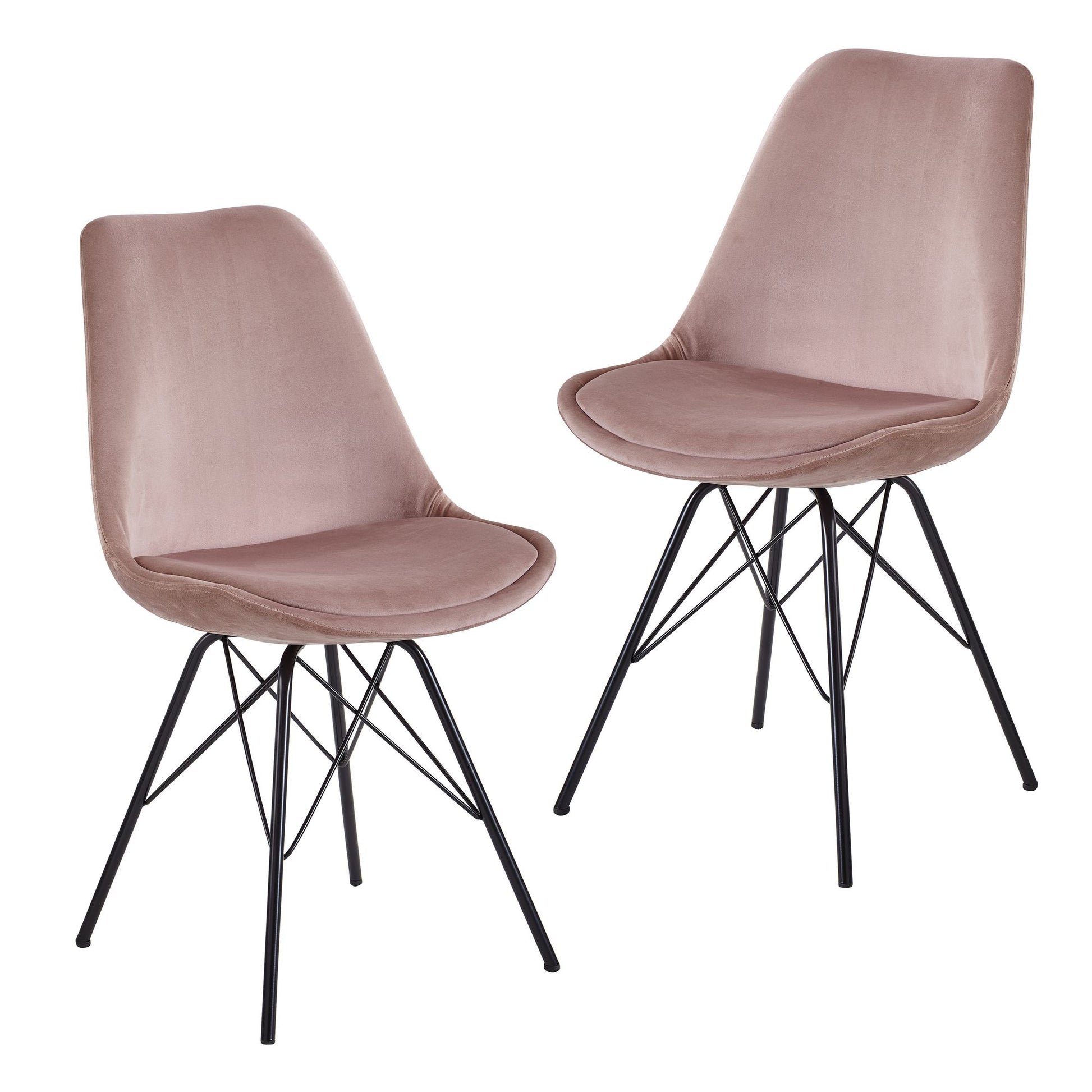 Nancy's Infias Eetkamerstoelen - Set van 2 - Roze / Zwart - Fluweel