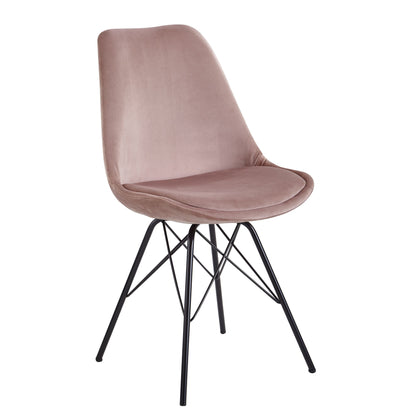 Nancy's Infias Eetkamerstoelen - Set van 2 - Roze / Zwart - Fluweel